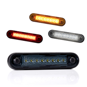 Fristom FT-073 Long Dark Tinted 8 LED 12/24v Marker Light With Flat and Rounded Mounting Pads PN: FT-073LONGDARK